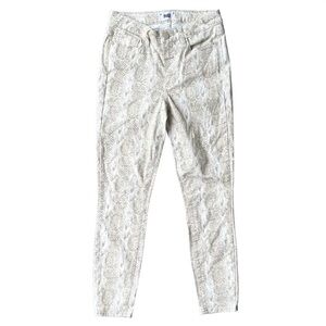 Paige Womens Jeans Hoxton Ankle Snake Print Zip Fly White Tan Size 28